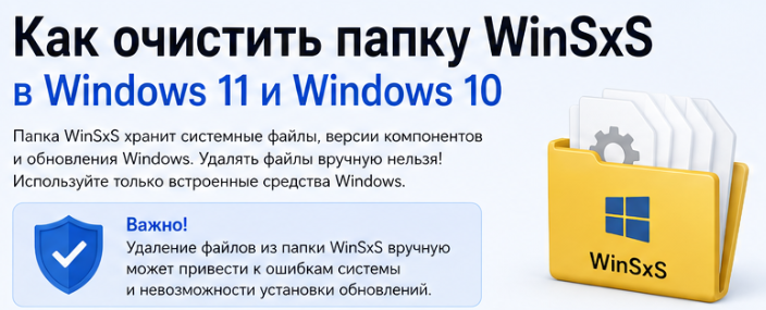Как очистить папку WinSxS в Windows 11 и Windows 10 без риска