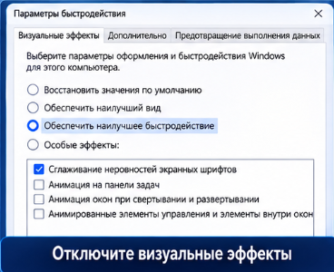 Отключите лишние визуальные эффекты
