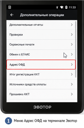 Адрес ОФД эвотор