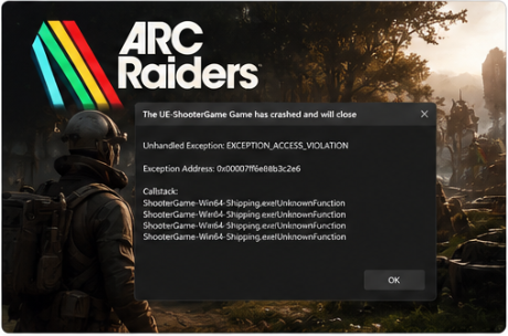 ARC Raiders ошибка EXCEPTION_ACCESS_VIOLATION