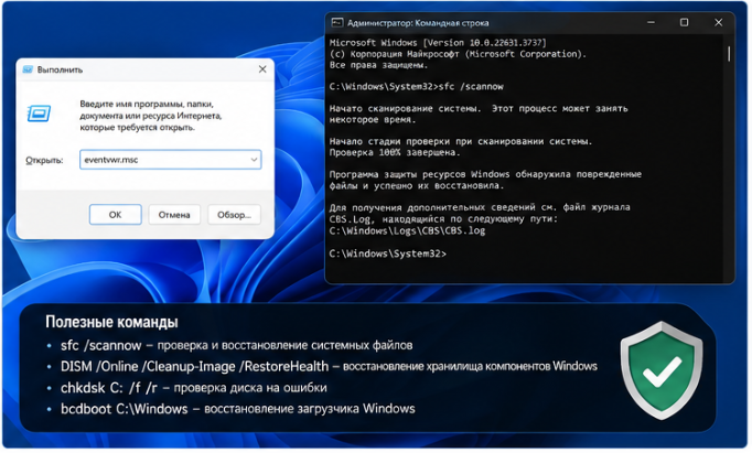 просмотр и диагностика ошибок Windows 11